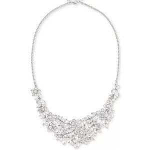 Inc International Concepts Crystal Flower Necklace in Silver-Tone NWT
